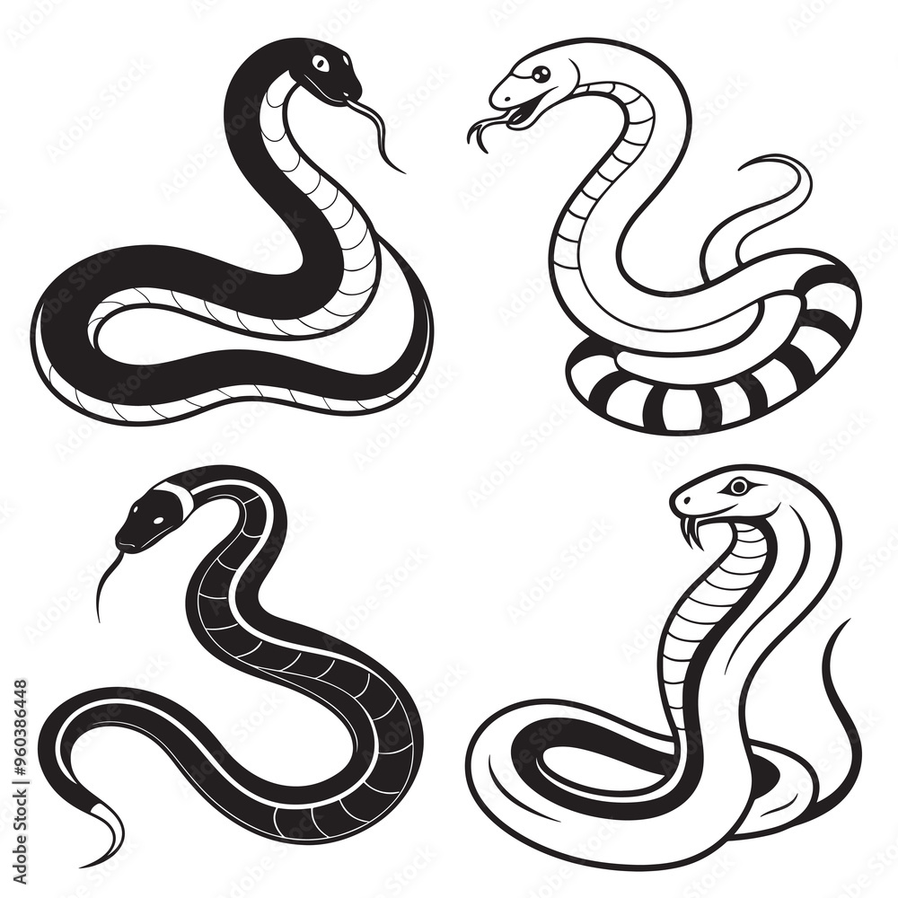 3d rendering of dynamic anaconda silhouette line art. generative AI 3d rendering of dynamic anaconda silhouette line art. generative AI