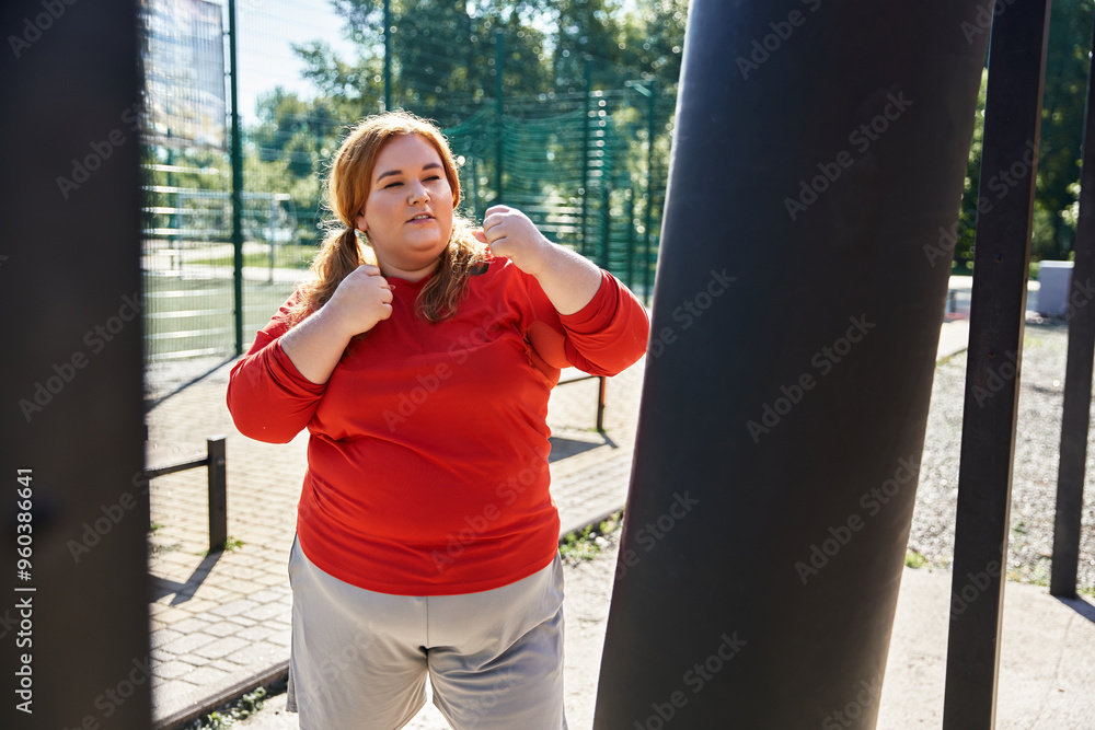 Obraz premium Engaging in a joyful exercise session outdoors surrounded by nature.