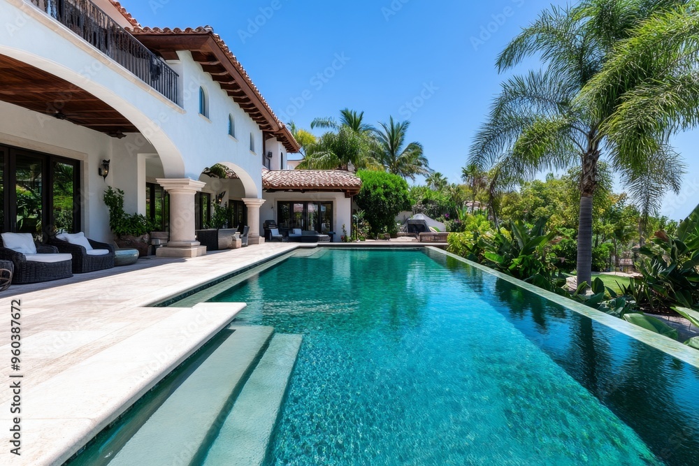 Fototapeta premium House, luxury estate, expansive property includes large grounds, multiple buildings, and high-end amenities