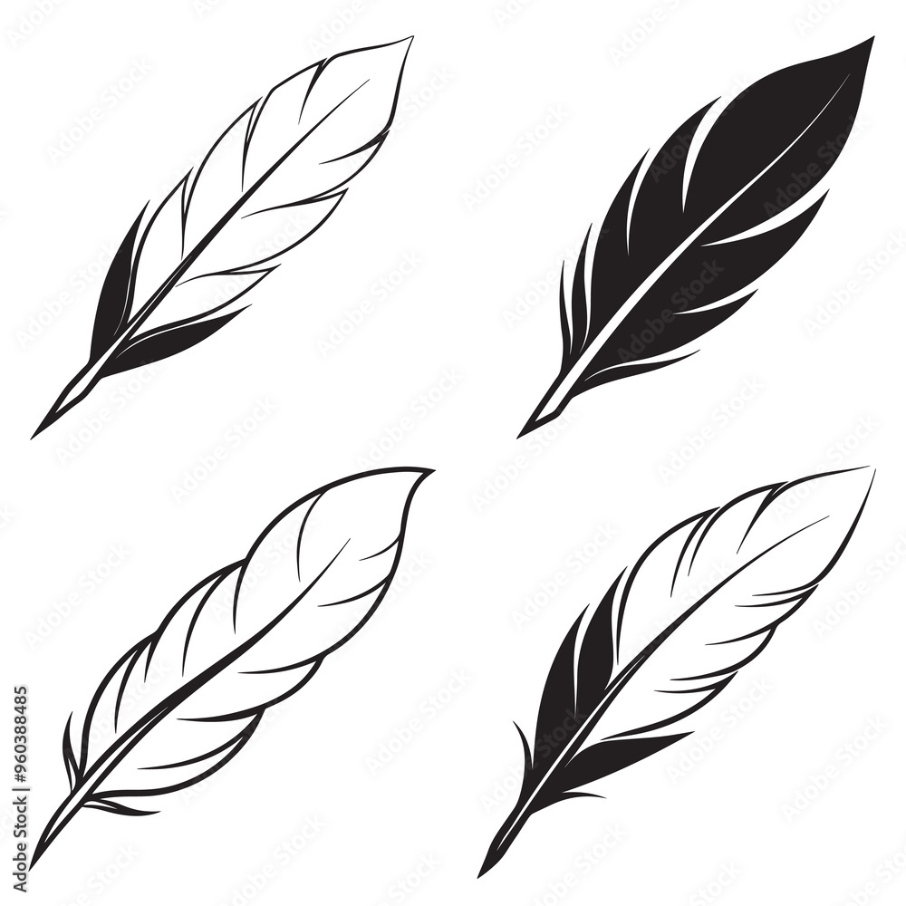 Obraz premium 3d rendering of dynamic feather silhouette line art. generative AI