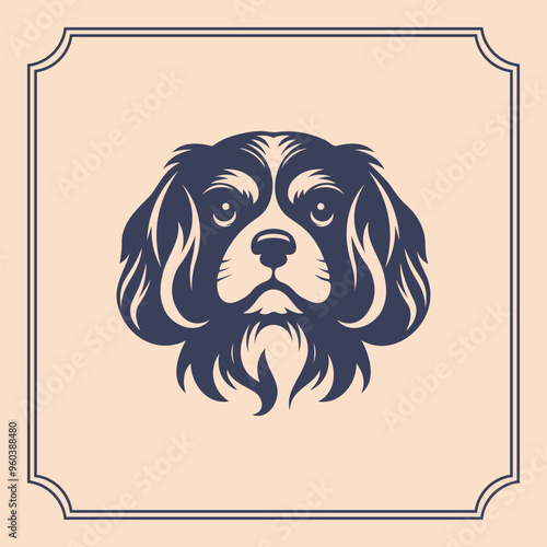 Cavalier King Charles Spaniel dog head silhouette illustration
