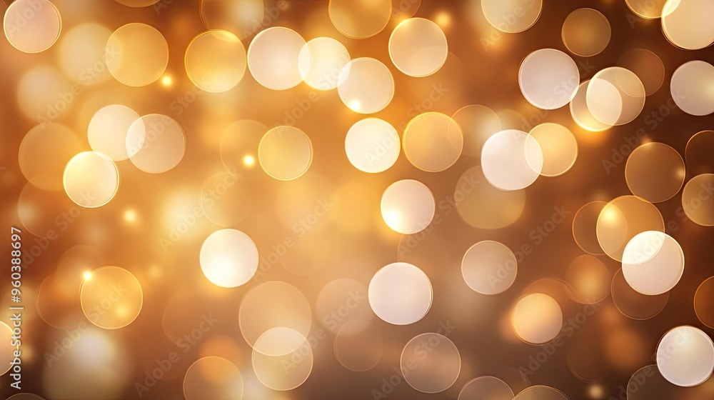 Fototapeta premium Captivating golden bokeh background with soft, glowing lights creating a warm and festive atmosphere for various projects.
