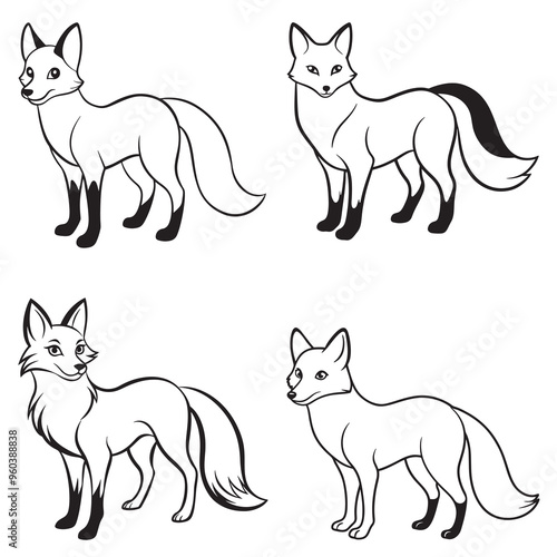 3d rendering of dynamic fox silhouette line art. generative AI