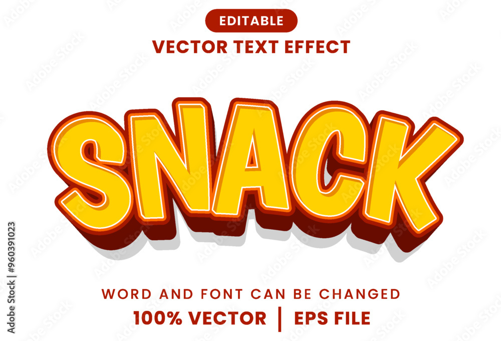 Snack 3d text effect. Bold cartoon style. Orange and brown text effect. Vector design. Snack 3d text effect. Bold cartoon style. Orange and brown text effect. Vector design.