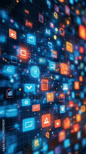 Colorful Digital Icons Background