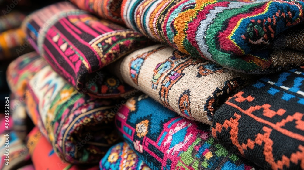 Close-up of high-resolution Peruvian fabric patterns, showcasing elaborate designs and cultural motifs for high-quality textile prints Close-up of high-resolution Peruvian fabric patterns, showcasing elaborate designs and cultural motifs for high-quality textile prints