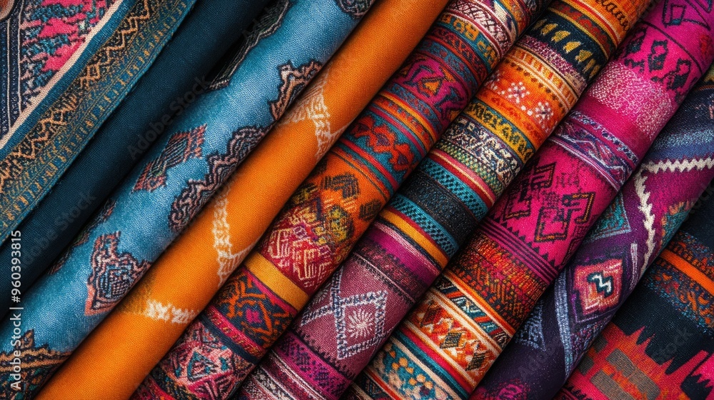 Detailed rendering of Peruvian fabric patterns with intricate designs and bold hues, suitable for decorative textiles and wallpapers Detailed rendering of Peruvian fabric patterns with intricate designs and bold hues, suitable for decorative textiles and wallpapers