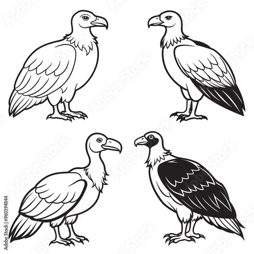 3d rendering of dynamic vulture silhouette line art. generative AI