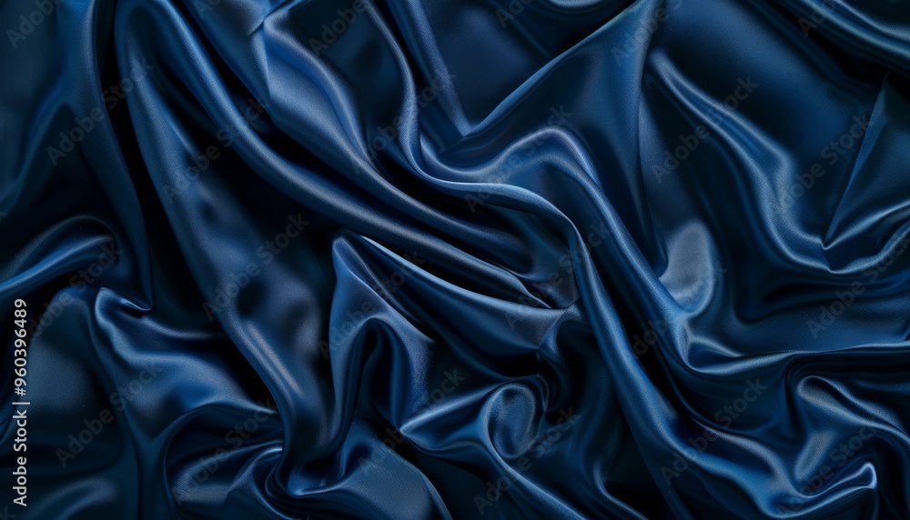 Fototapeta premium Shimmering Elegance: Dark Blue Silk Satin Background for Luxury Designs
