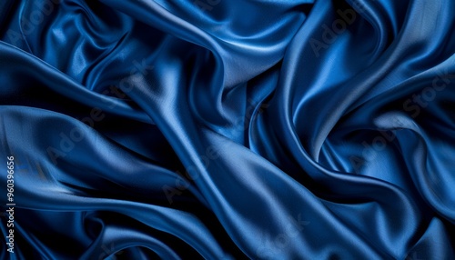 Midnight Elegance: Luxurious Blue Silk Satin Background for Festive Designs