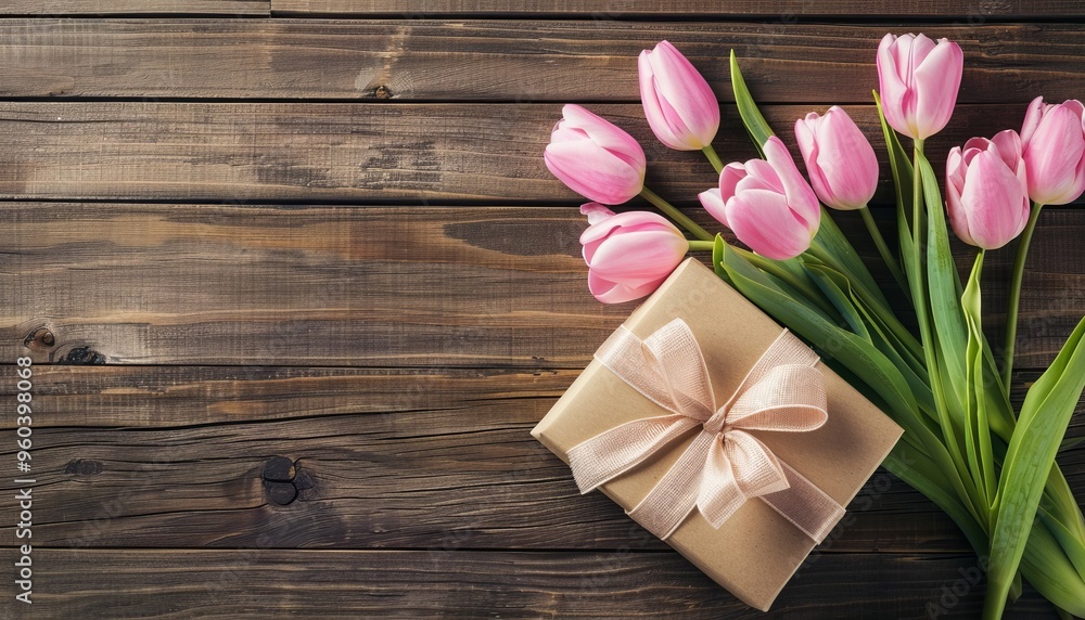 Elegant Presentation: Pink Tulips in a Gift Box Elegant Presentation: Pink Tulips in a Gift Box
