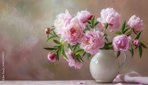 Pink Perfection: Stunning Peonies in a White Vase