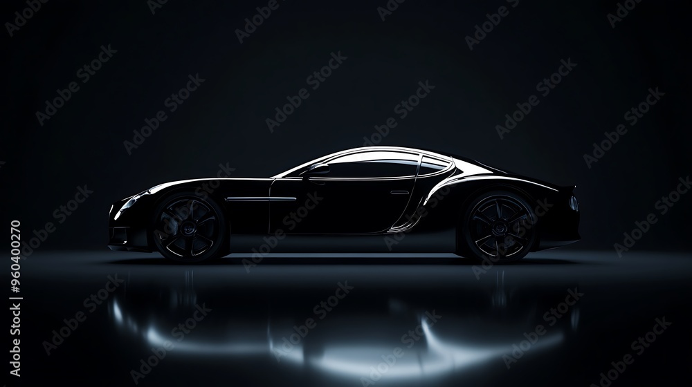 Elegant Silhouette of Luxury Car on Black Background - Photorealistic Minimalistic High-Resolution Image for Luxury Automotive Concepts Elegant Silhouette of Luxury Car on Black Background - Photorealistic Minimalistic High-Resolution Image for Luxury Automotive Concepts