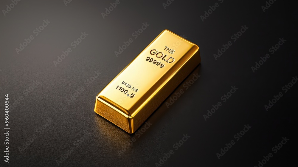Shining Gold Bar on Elegant Black Background with Copyspace for Finance and Investment Concepts Shining Gold Bar on Elegant Black Background with Copyspace for Finance and Investment Concepts