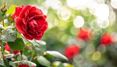 Crimson Beauty: A Stunning Red Rose Blooms Against a Natural Backdrop