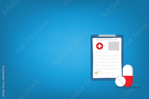 Medical prescription form with pill and capsule	
