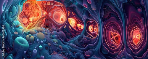 Abstract digital art showcasing vibrant colors and fluid shapes, creating a mesmerizing visual experience.