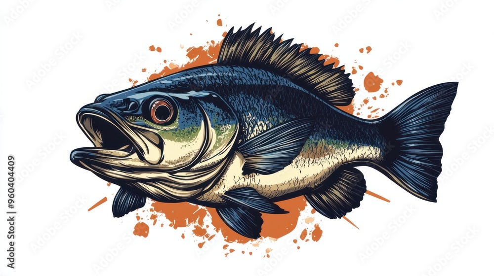 Big bass fish vector logo for t shirt design Big bass fish vector logo for t shirt design
