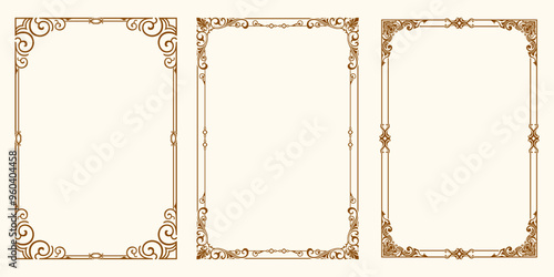 set decorative frame square border frame border line greeting card invitation card product label
