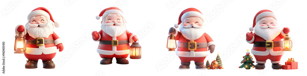 Four Santa Claus figurines holding lanterns on a transparent background. Ideal for Christmas decorations, crafts, or festive holiday displays.
Four Santa Claus figurines holding lanterns on a transparent background. Ideal for Christmas decorations, crafts, or festive holiday displays.