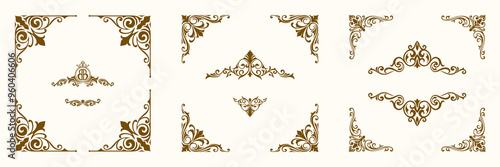 set decorative corner square border frame border line greeting card invitation card product label