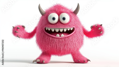 Cute furry and funny monster for kids
