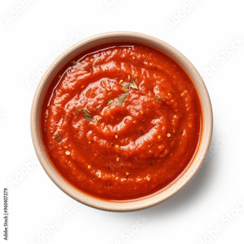 a portion of sambal sauce isolated on white background, studio lighting photo