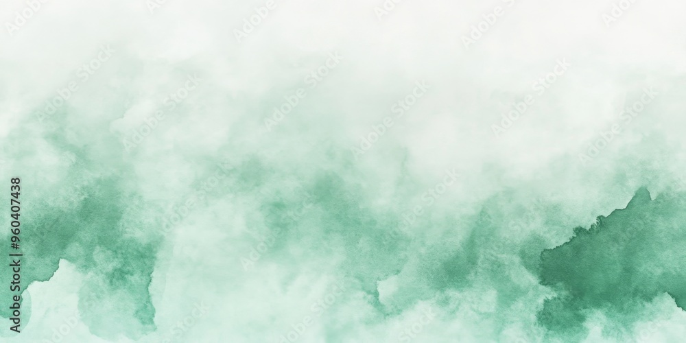Obraz premium This artwork showcases a mint green watercolor texture with smooth gradients and soft hues