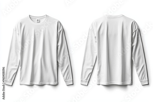 White Long Sleeve Tshirt Mockup Isolated created with Generative AI