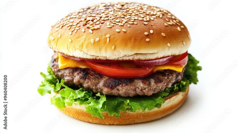 Hamburger on a white background. Buger isolated photo on white background Hamburger on a white background. Buger isolated photo on white background
