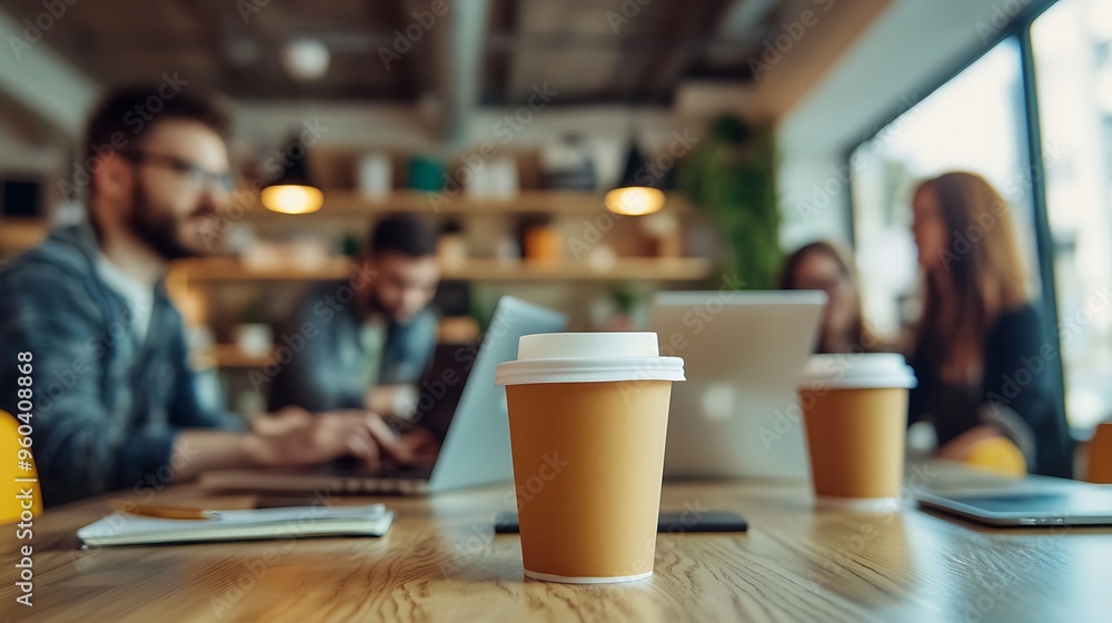 Creative Minds at Work: Startup Team Brainstorming in Modern Office with Laptop and Coffee Cups | Concept of Entrepreneurial Spirit Creative Minds at Work: Startup Team Brainstorming in Modern Office with Laptop and Coffee Cups | Concept of Entrepreneurial Spirit