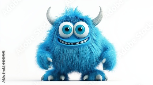 Cute furry and funny monster for kids