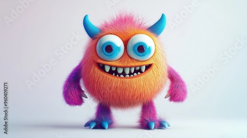 Cute furry and funny monster for kids