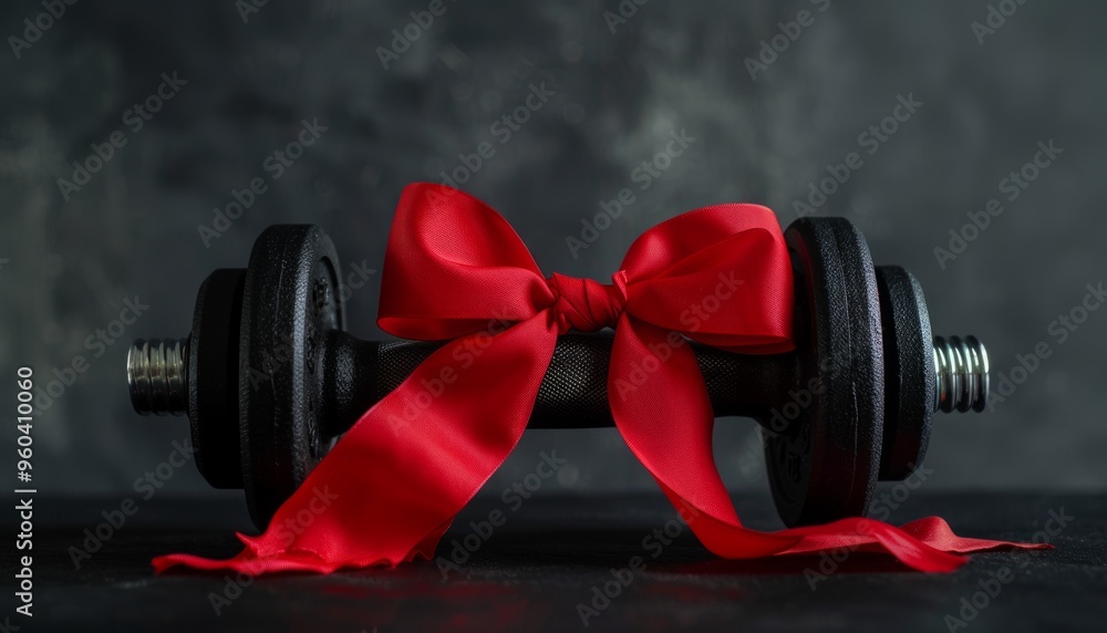 Fit and Fabulous: Gifting a Black Dumbbell with a Red Bow to Celebrate the Athlete Within Fit and Fabulous: Gifting a Black Dumbbell with a Red Bow to Celebrate the Athlete Within