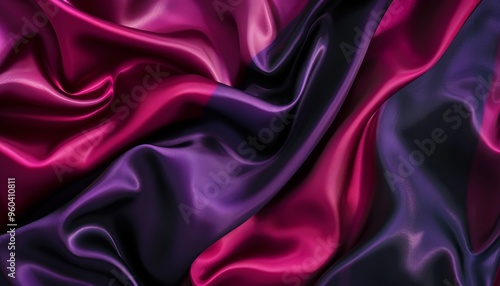 Vibrant Silk Satin Elegance: Luxurious Black, Red, Purple Magenta Background for Valentine, Christma