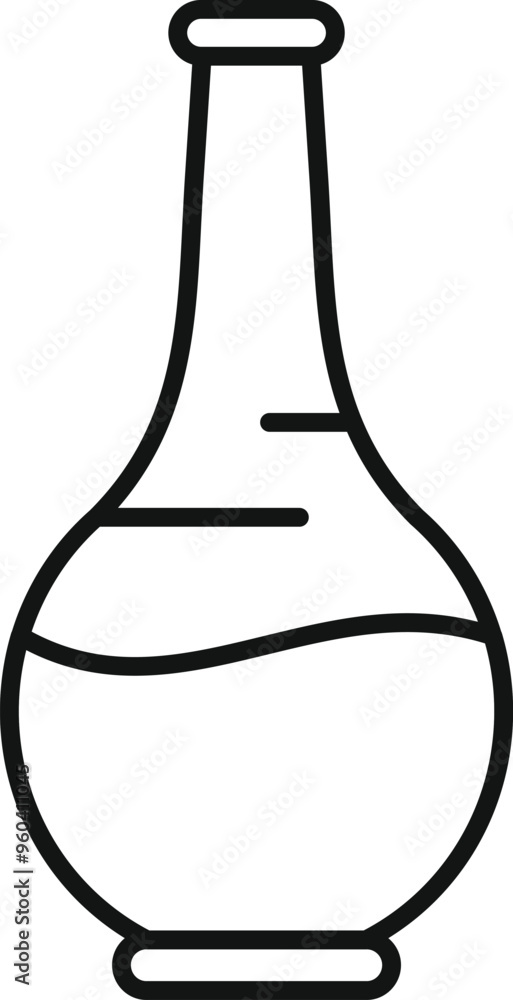 Chemical laboratory glassware containing liquid icon in outline style isolated on white background Chemical laboratory glassware containing liquid icon in outline style isolated on white background