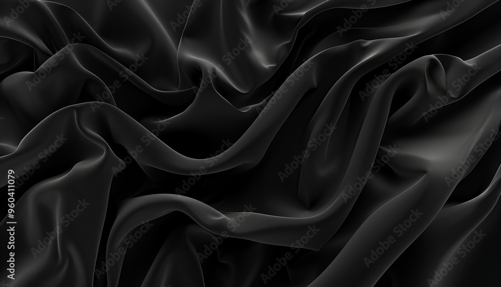 Midnight Elegance: A Study of Black Silk Waves - Midnight Elegance: A Study of Black Silk Waves -