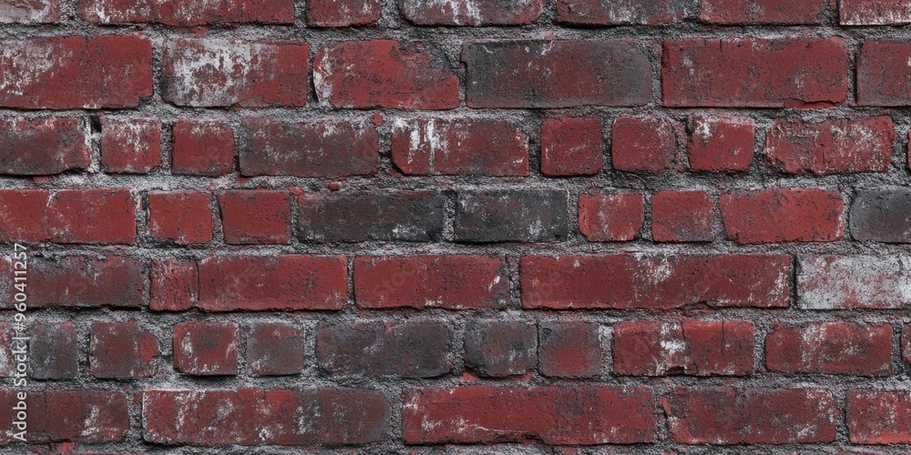 Fototapeta premium Aged red brick wall texture with visible mortar lines and weathered details for design projects