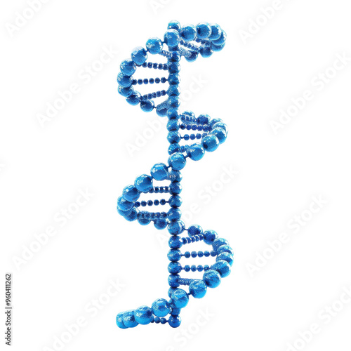 Blue DNA double helix structure, illustrating the elegance of molecular biology and genetics.