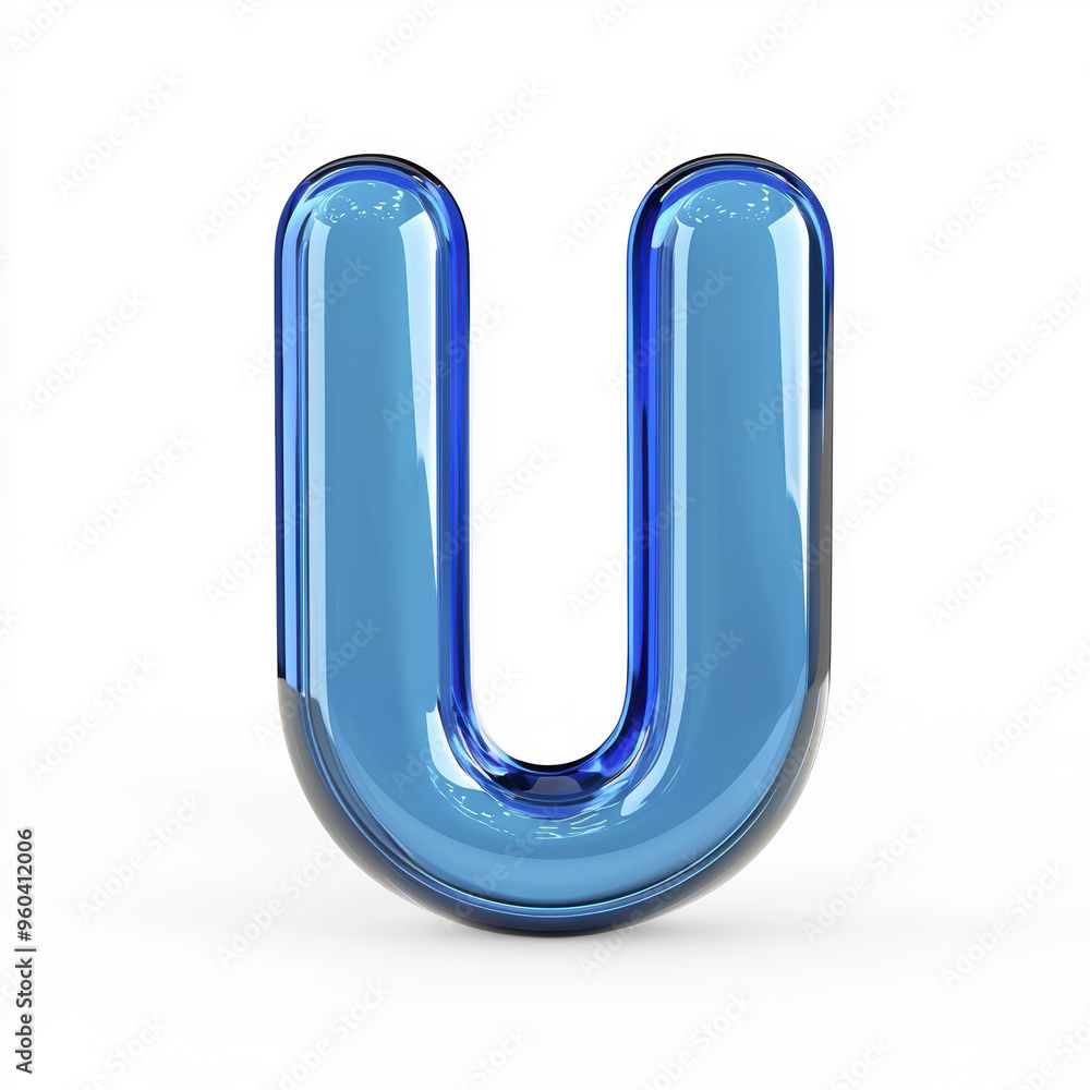 A glossy 3D letter U in vibrant blue, showcasing modern and sleek design. This artistic representation adds touch of elegance to any creative project. A glossy 3D letter U in vibrant blue, showcasing modern and sleek design. This artistic representation adds touch of elegance to any creative project.