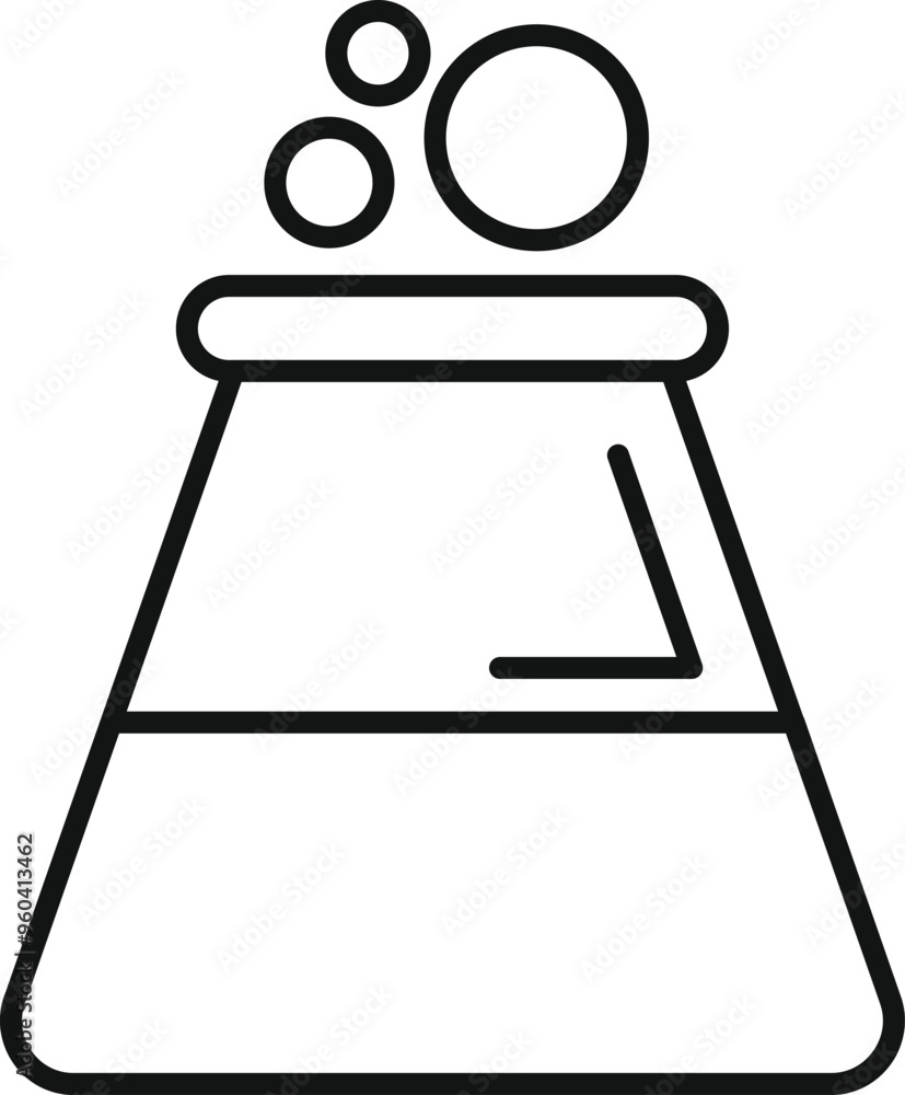 Chemical flask bubbling experiment icon, outline style Chemical flask bubbling experiment icon, outline style