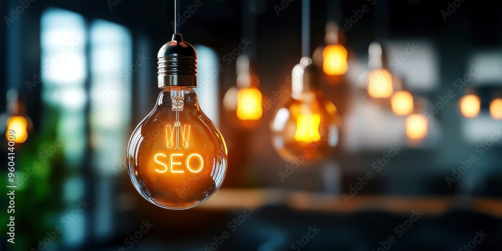 A beautiful display of hanging light bulbs with a warm glow, showcasing a creative SEO concept in a modern setting. A beautiful display of hanging light bulbs with a warm glow, showcasing a creative SEO concept in a modern setting.