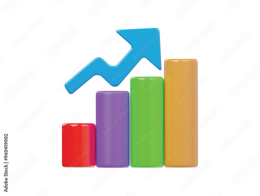 Business growth icon 3d render illustration Business growth icon 3d render illustration