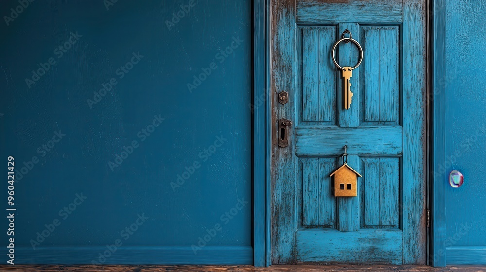 Unlocking Your Dream Home - Mortgage Concept with Key Opening Door and House Keychain Unlocking Your Dream Home - Mortgage Concept with Key Opening Door and House Keychain