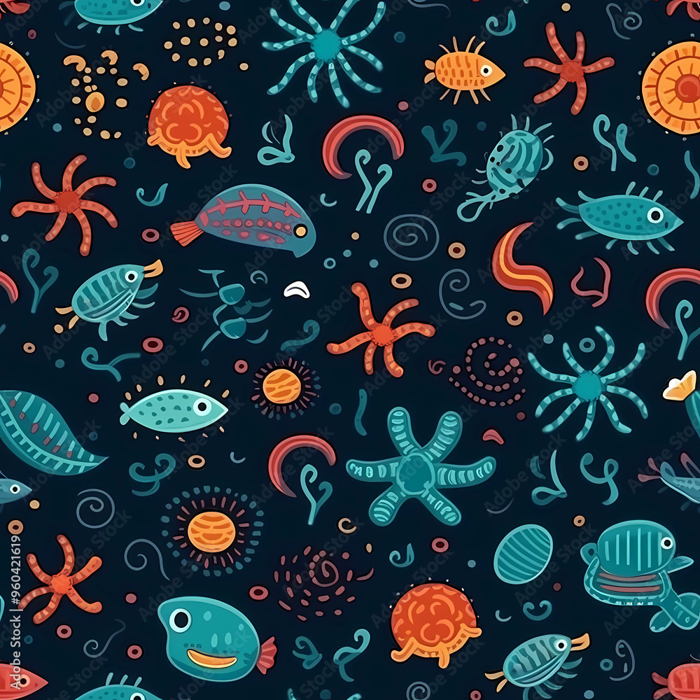 seamless pattern with under sea life seamless pattern with under sea life