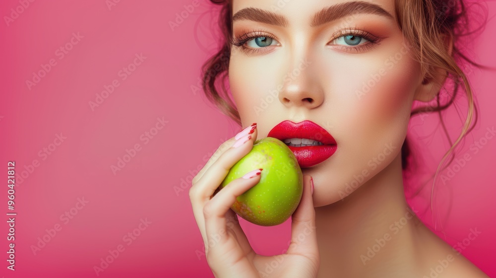 Beautiful woman holding a apple Beautiful woman holding a apple