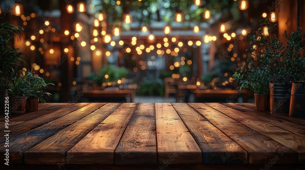 Cozy Restaurant Ambiance: Intimate Empty Wooden Table in Blurred Interior Setting Cozy Restaurant Ambiance: Intimate Empty Wooden Table in Blurred Interior Setting