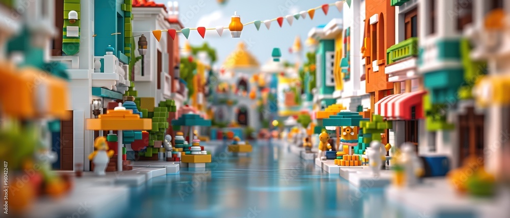 Obraz premium Festive Atmosphere at a Colorful Street Festival - of Happy People Celebrating Outdoors