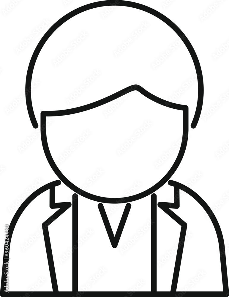 Simple outline drawing of a young male professional wearing a suit jacket Simple outline drawing of a young male professional wearing a suit jacket
