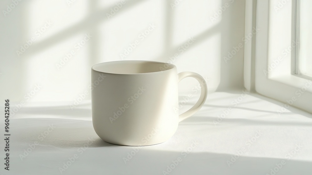 Minimalist White Ceramic Mug Perfect for Morning Coffee - Low-Angle Shot Minimalist White Ceramic Mug Perfect for Morning Coffee - Low-Angle Shot